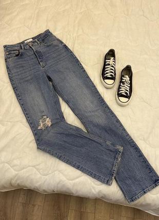 Звужені розкльошені джинси на високій посадці zara2 фото
