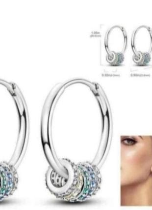 Сережки кільця срібло silver_pandora original преміум якість3 фото