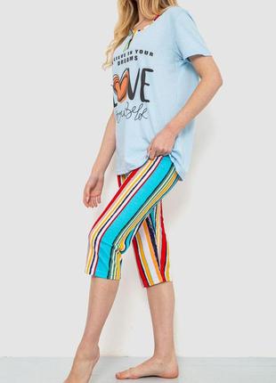 Женская пижама с принтом, цвет разноцвет,женская пижама футболка+бриджи4 фото