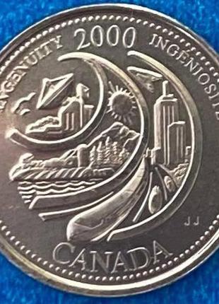 Монета канады 25 центов 2000 г. изобритения