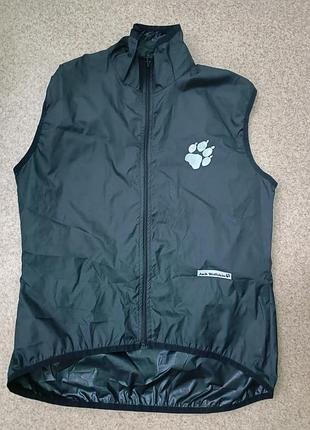 Оригинальная рефлективная стильная беговая треккинговая безрукавка jack wolfskin со светоотражающими biglogo размера xl, sampl