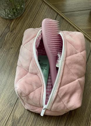 Косметичка розовая из велюра