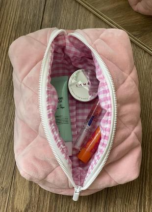 Косметичка розовая из велюра