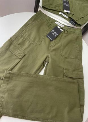 Жіночі нові брюки штани карго stradivarius оригінал cargo прямі прямого крою вільні5 фото