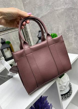Женская стильная и качественная сумка из эко кожи темная пудра4 фото