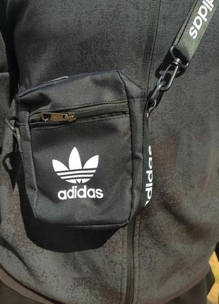 Сумка через плечо adidas/ черная борсетка адедас / спортивная сумка через плечо / мужская бананка / женская маленькая сумка / мессенджер адидас