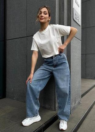 Жіночі брюки штани джинси палаццо 0028 широкі кльош  блакитні (25, 26, 27, 27, 28, 29 розміри) туреччина3 фото