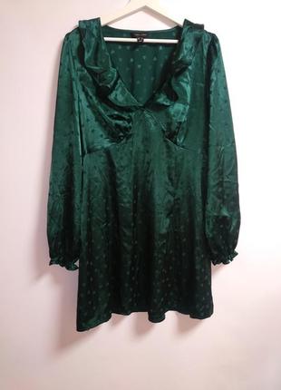 Неймовірна сатинова сукня з об'ємними рукавами принт серденьки #437#5 фото