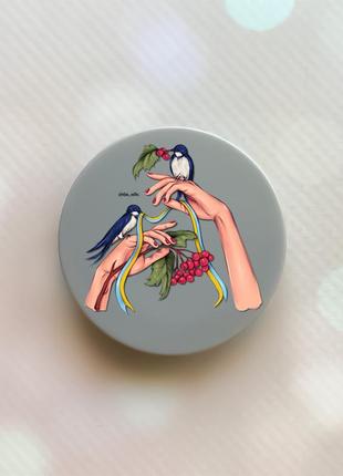 Тримач для смартфона / планшета попсокет popsocket сірий :: ластівки (принт 15)