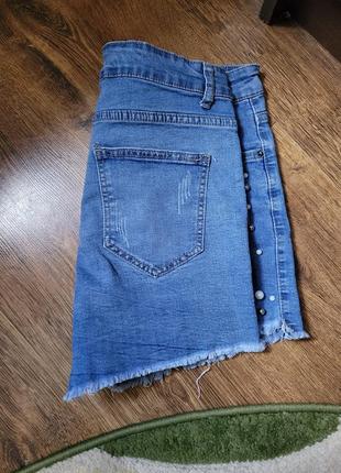 Шорти шорты джинсовые джинсові в бусінках в стразах жемчуг стильні2 фото