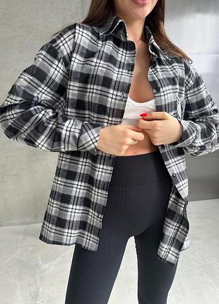 Сорочка в клітинку 🌷🌷🌷чорна та червона