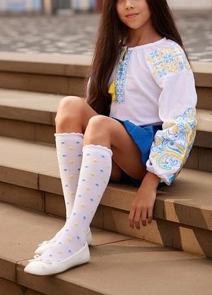 Белые детские гольфы патриотические подколенники праздничные подколенники 26-30 размер3 фото