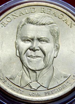 Монета сша. 1 доллар 2016 г. 40-й президент рональд рейган