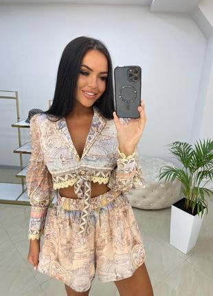 Женский люксовый летний костюм шорты + блузка zимmarmаn