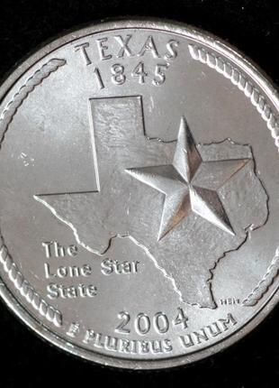 Монета сша 25 центов 2004 г. техас
