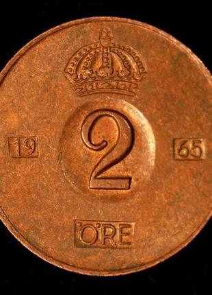 Монета швеции 2 эре 1962-70 гг.