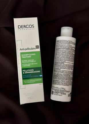 Шампунь від лупи для нормального і жирного волосся vichy dercos anti-dandruff advanced action shampoo3 фото