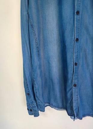Рубашка рубашка мужская синяя джинс легкая прямая широкая повседневная jean piere man, размер xl6 фото