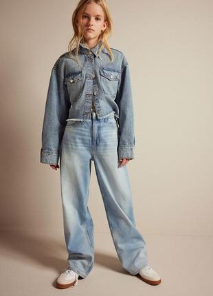 Джинсы высокая талия джинсовые брюки из денима широкие от h&m