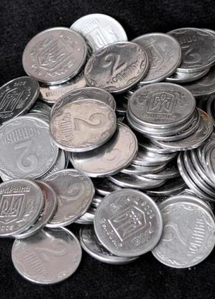 Набор обиходных монет украины 2 копейки ( 100 шт)1 фото