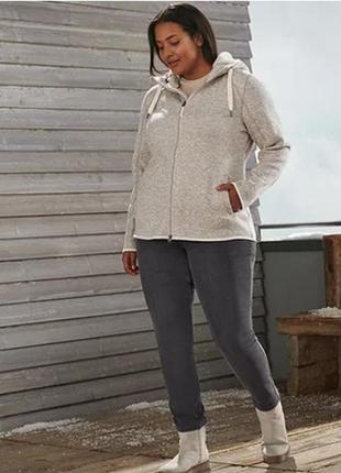 Розкішна жіноча в'язана флісова кофта з хутром тедді від tcm tchibo (чібо), німеччина, l-xl