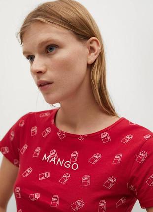 Футболка лого, футболка бавовна mango з логотипом, футболка хлопок