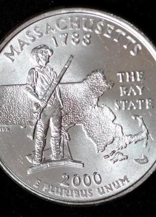 Монета сша 25 центов 2000 г. массачусетс