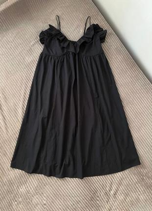 Хлопковое черное платье миди сарафан xl h&amp;m 10643697 фото