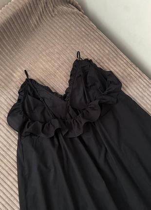 Хлопковое черное платье миди сарафан xl h&amp;m 10643699 фото