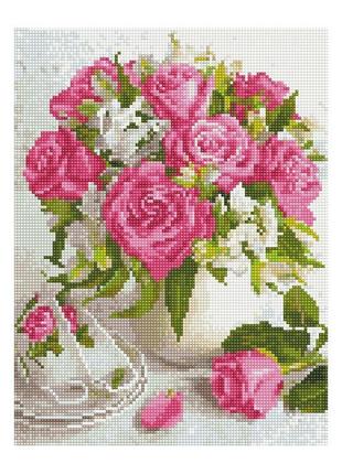 Алмазна мозаїка на підрамнику цветы в белой вазе ej1393 40х30 см
