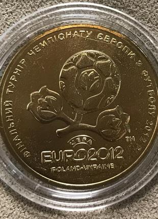 Обігова монета україни 1 гривня 2012 р. євро-2012 unc з ролу в капсулі4 фото