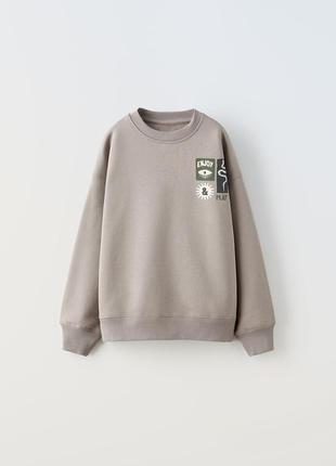 Zara теплый фирменный свитшот худи утепленный на флисе нм толстовка кофта на мальчика зара свитер