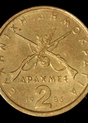 Монета греции 2 драхма 1976-86 гг. георгиос караискакис1 фото