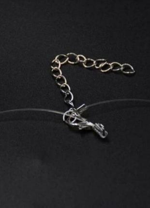 Чокер кулон сердечко на прозрачной силиконовой нитке застежка цепочка2 фото