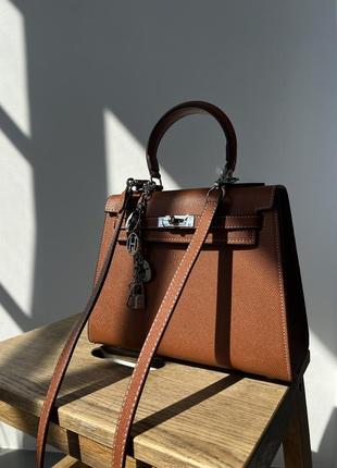 👜 hermes kelly 25 brown/silver1 фото