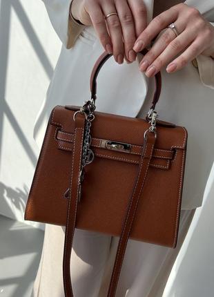 👜 hermes kelly 25 brown/silver9 фото