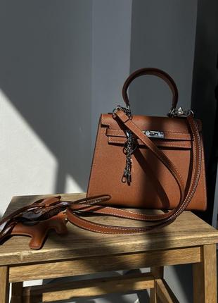 👜 hermes kelly 25 brown/silver8 фото