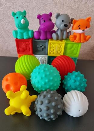 Сенсорный набор infantino 20од. мячики кубики и животные
