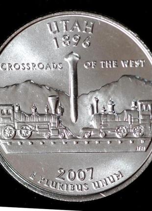 Монета сша 25 центов 2007 г. юта
