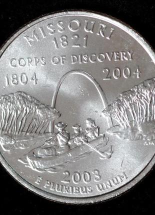 Монета сша 25 центов 2003 г. миссури