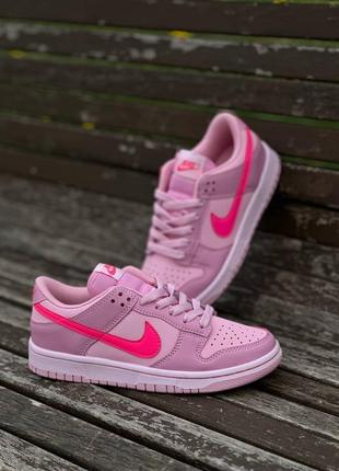 Nike dunk low gs triple pink4 фото