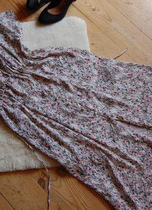 Чарівне шифонове квіткове плаття–міді з поясом на гудзиках в ідеалі6 фото