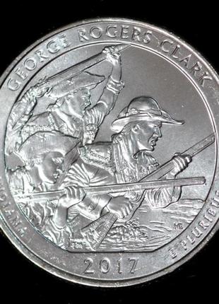 Монета сша 25 центов 2017 г. национальный исторический парк джордж роджерс кларк