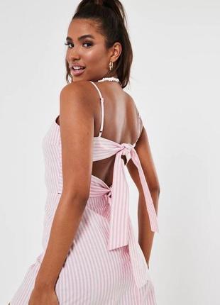 Розовое коттоновое платье с бантиком на спине missguided 🩷🩷2 фото