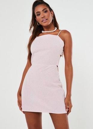 Розовое коттоновое платье с бантиком на спине missguided 🩷🩷7 фото