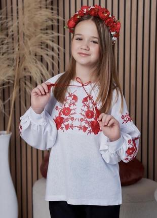 Рубашка вышиванка для девочки белая