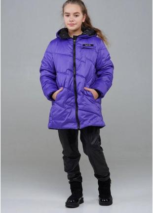 Демисезонная куртка с капюшоном для девочек, "зигзаг",  от 116 см до 140см2 фото
