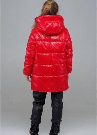 Демисезонная куртка с капюшоном для девочек, "зигзаг",  от 116 см до 140см5 фото