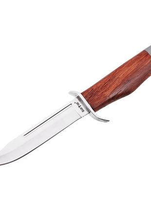 Нож финка с удобной деревянной ручкой и надежным клинком, кожанный чехол3 фото