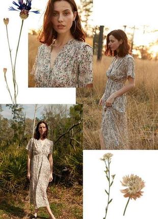 Чарівне шифонове квіткове плаття–міді з поясом на гудзиках в ідеалі